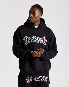 Graff Oversized Hoodie - Black/White/Red