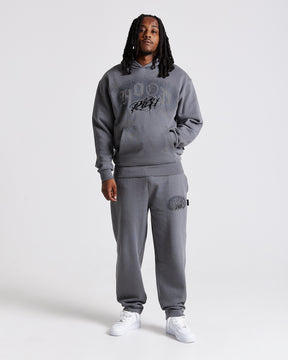 Iron Oversized Joggers - Grey/Rhinestones