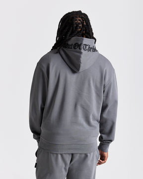 Iron Oversized Hoodie - Grey/Rhinestones