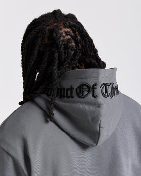 Iron Oversized Hoodie - Grey/Rhinestones