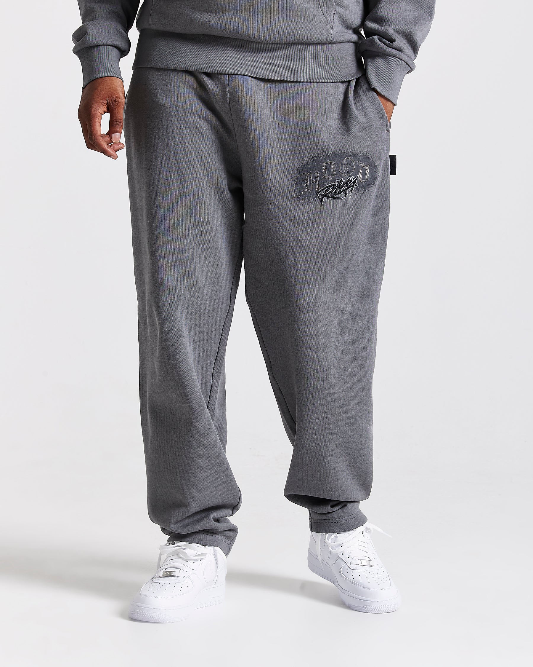 Iron Oversized Joggers - Grey/Rhinestones