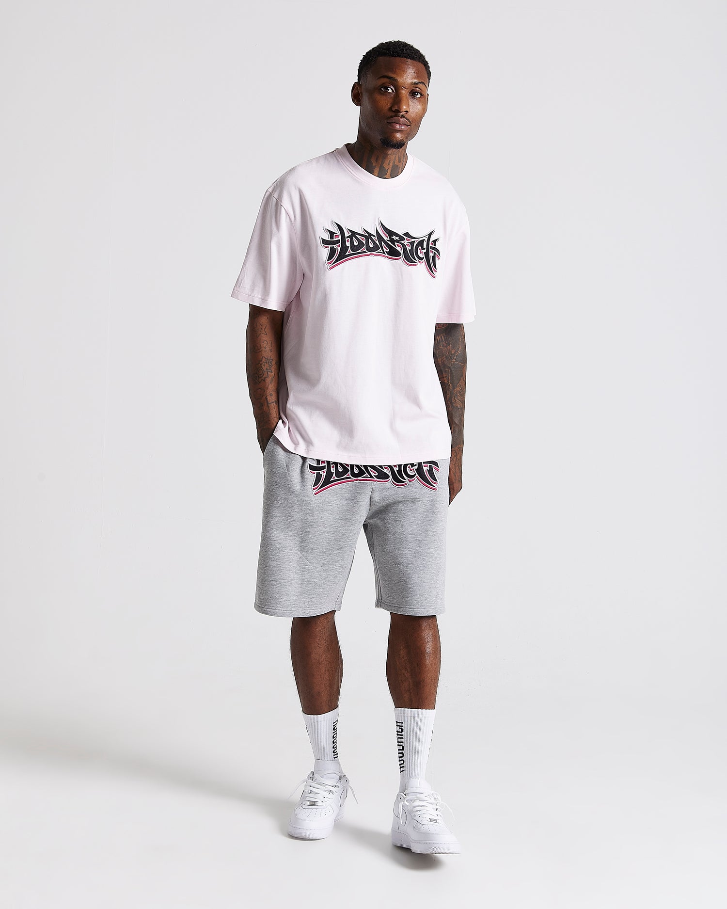 Graff Oversized Shorts - Grey/Pink