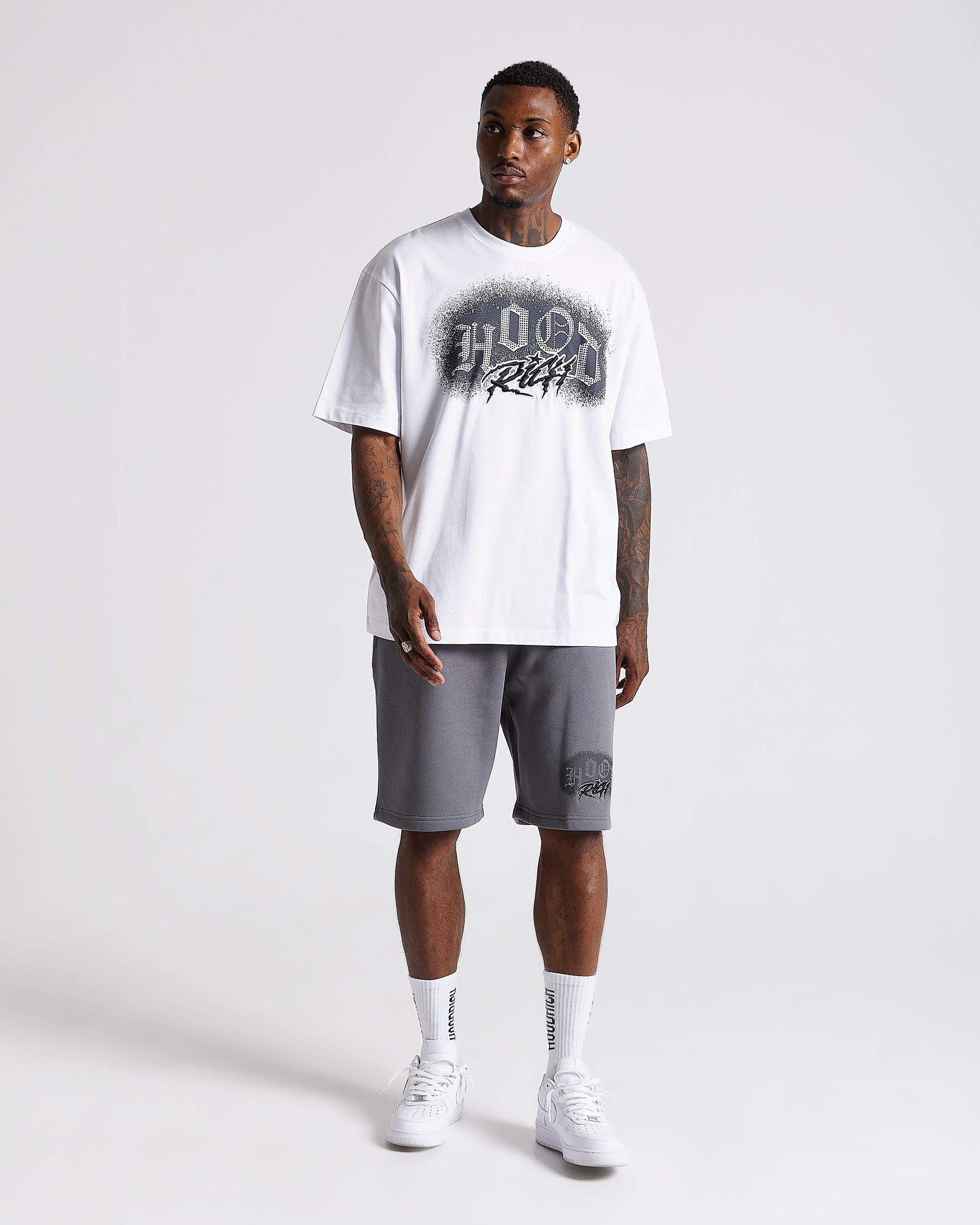 Iron Oversized T-Shirt - White/Rhinestones