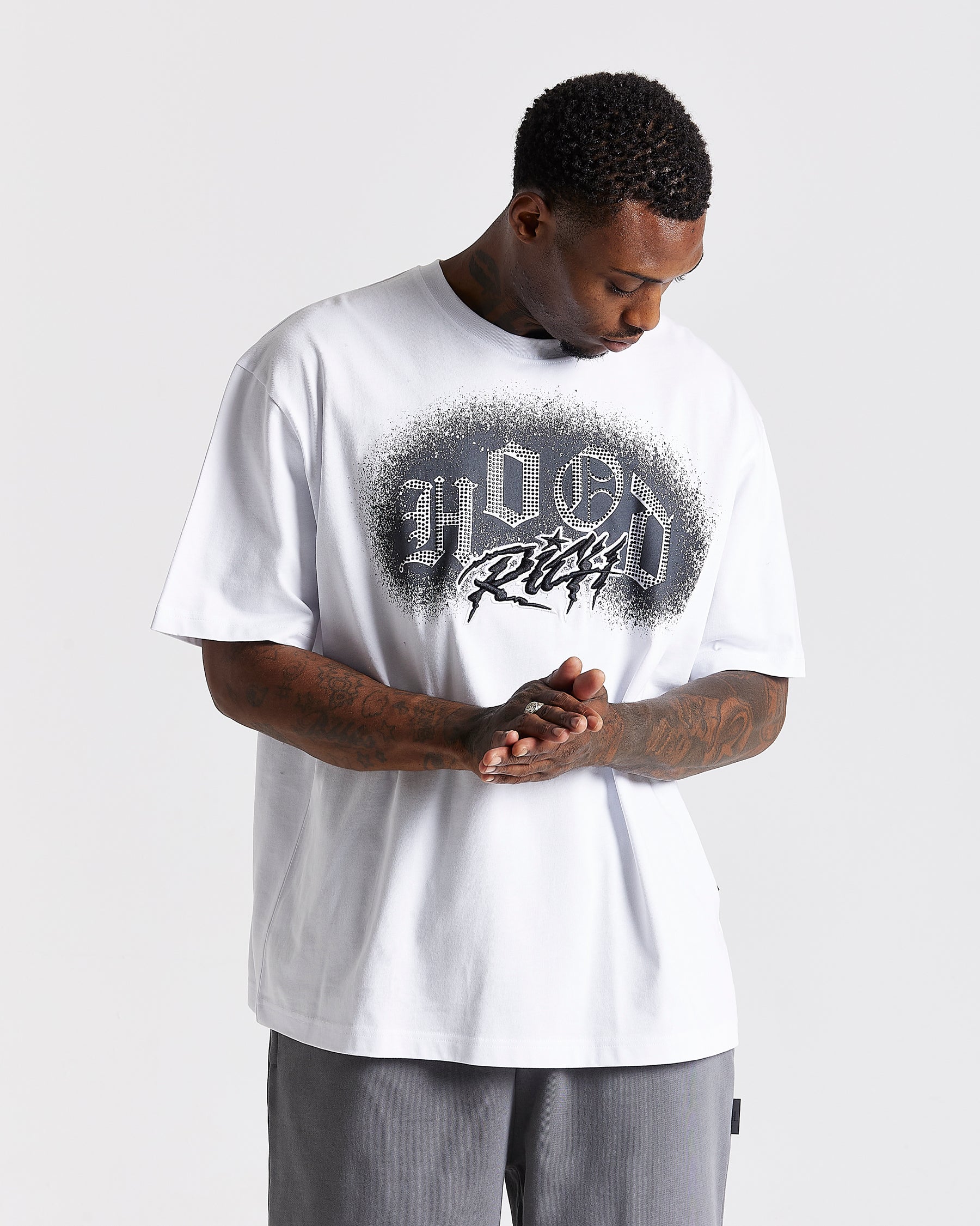 Iron Oversized T-Shirt - White/Rhinestones