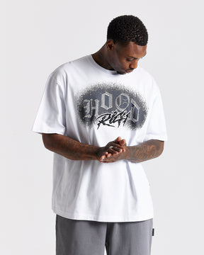 Iron Oversized T-Shirt - White/Rhinestones