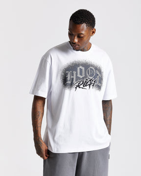 Iron Oversized T-Shirt - White/Rhinestones