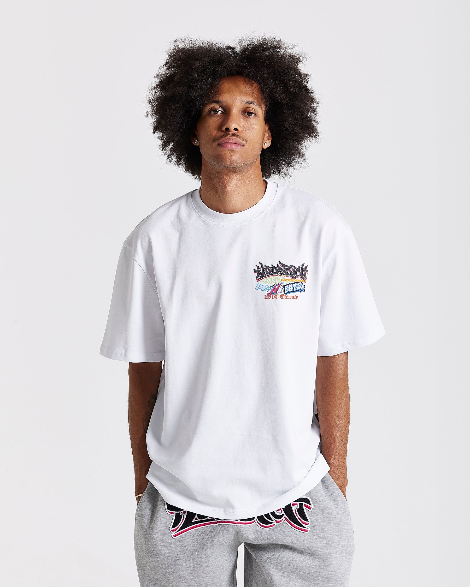 Graff Rave Oversized T-Shirt - White/Grey/Pink