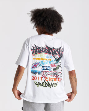 Graff Rave Oversized T-Shirt - White/Grey/Pink