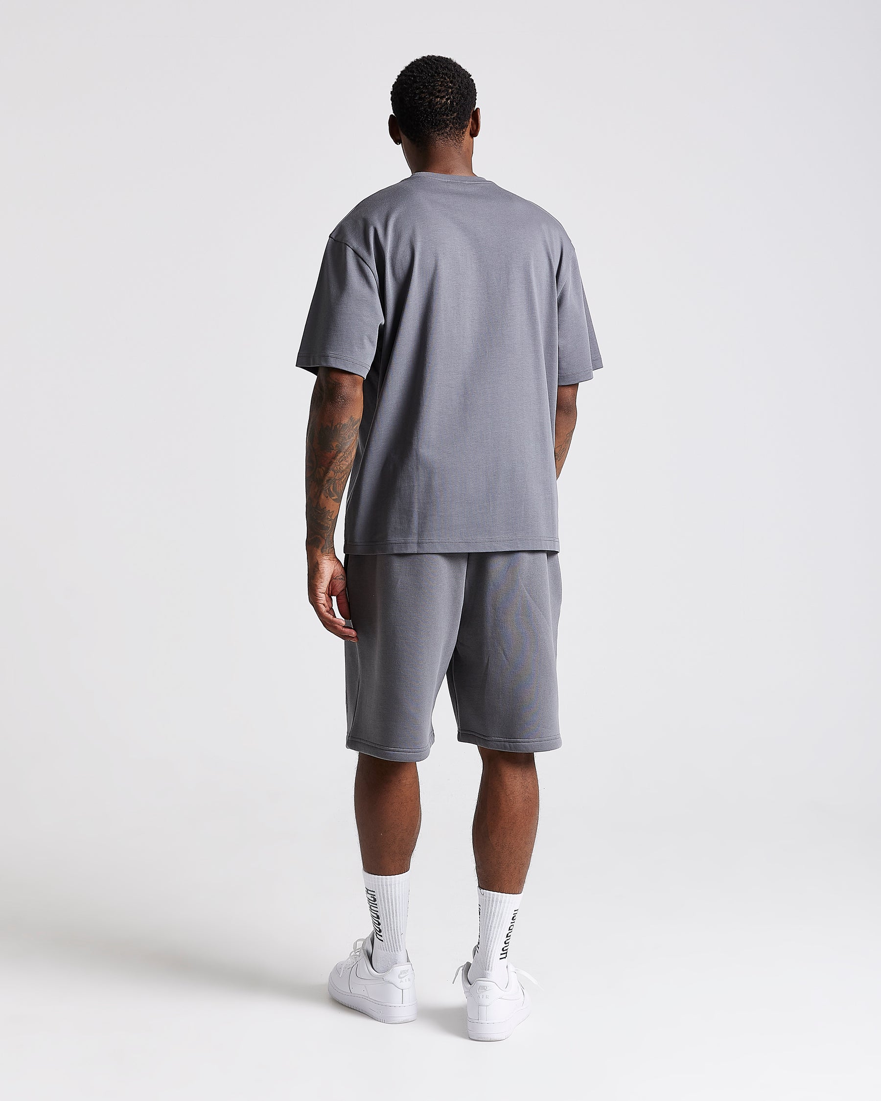 Iron Oversized Shorts - Grey/Rhinestones