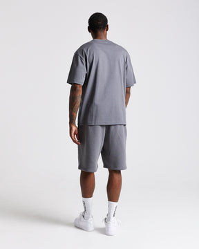 Iron Oversized Shorts - Grey/Rhinestones