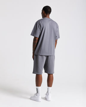 Iron Oversized Shorts - Grey/Rhinestones