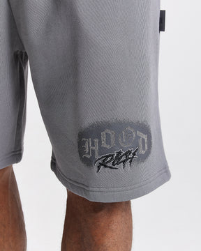 Iron Oversized Shorts - Grey/Rhinestones