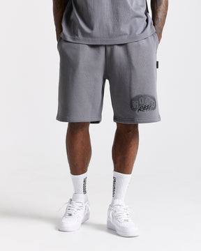 Iron Oversized Shorts - Grey/Rhinestones