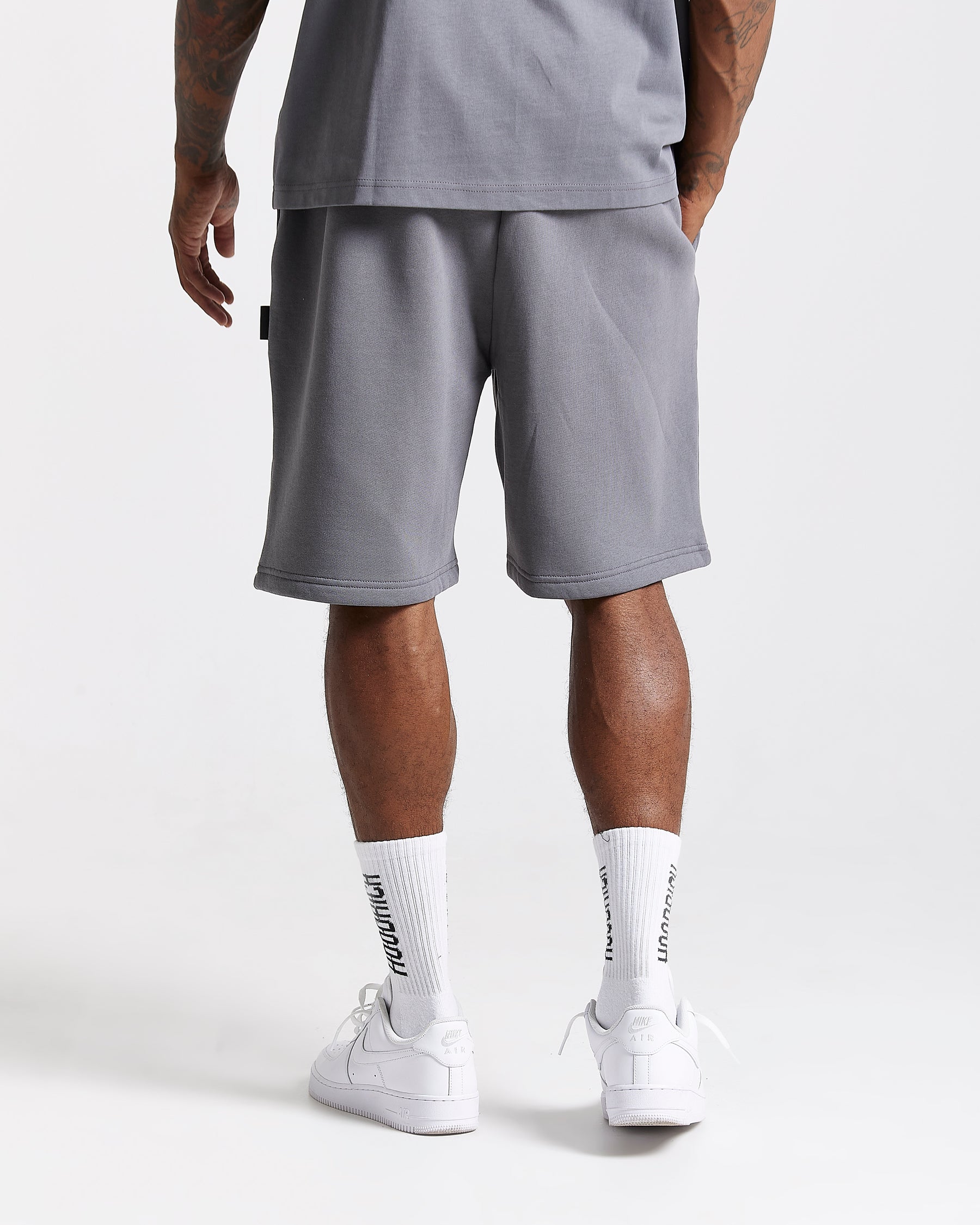 Iron Oversized Shorts - Grey/Rhinestones