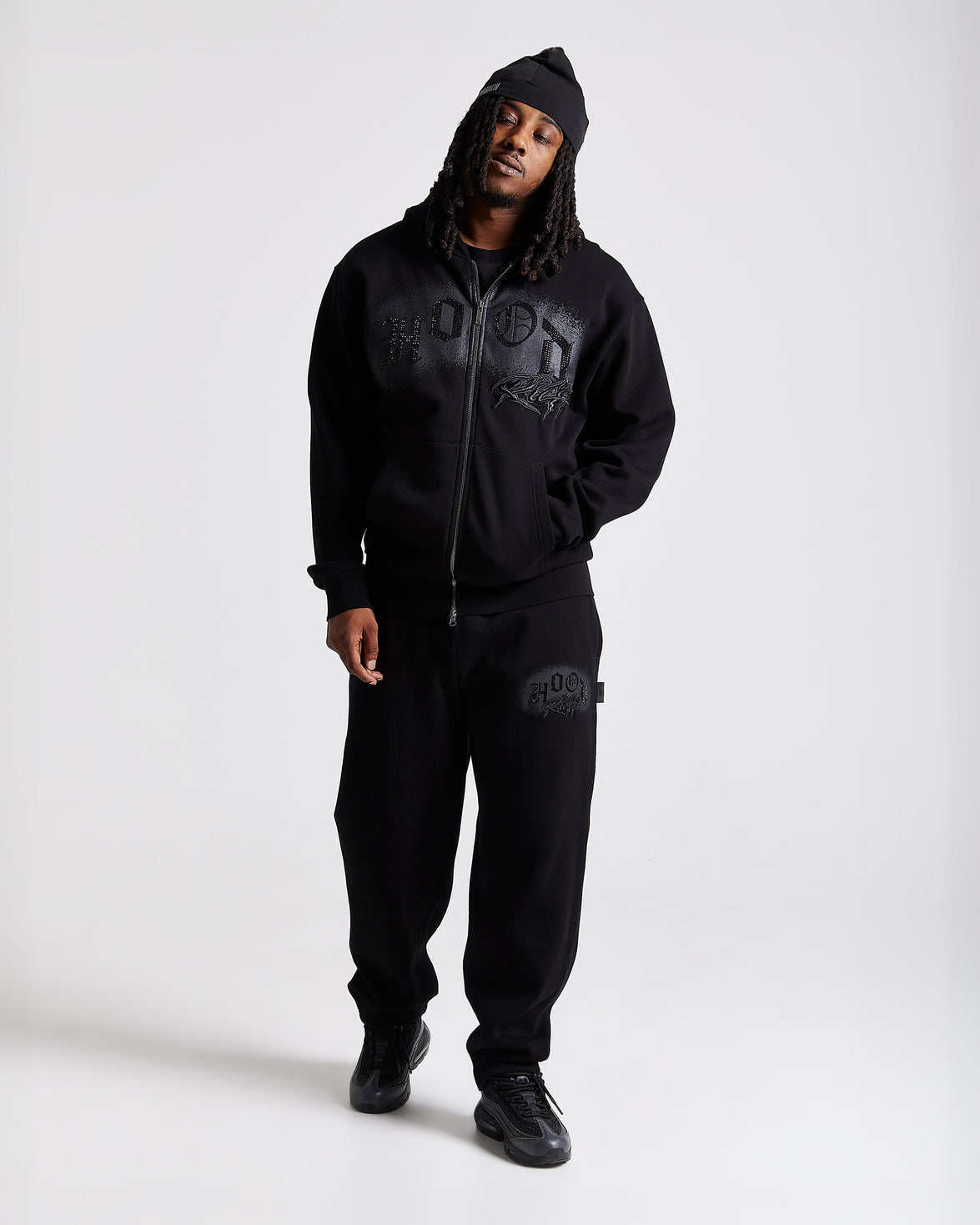 Iron Oversized Joggers - Black/Rhinestones