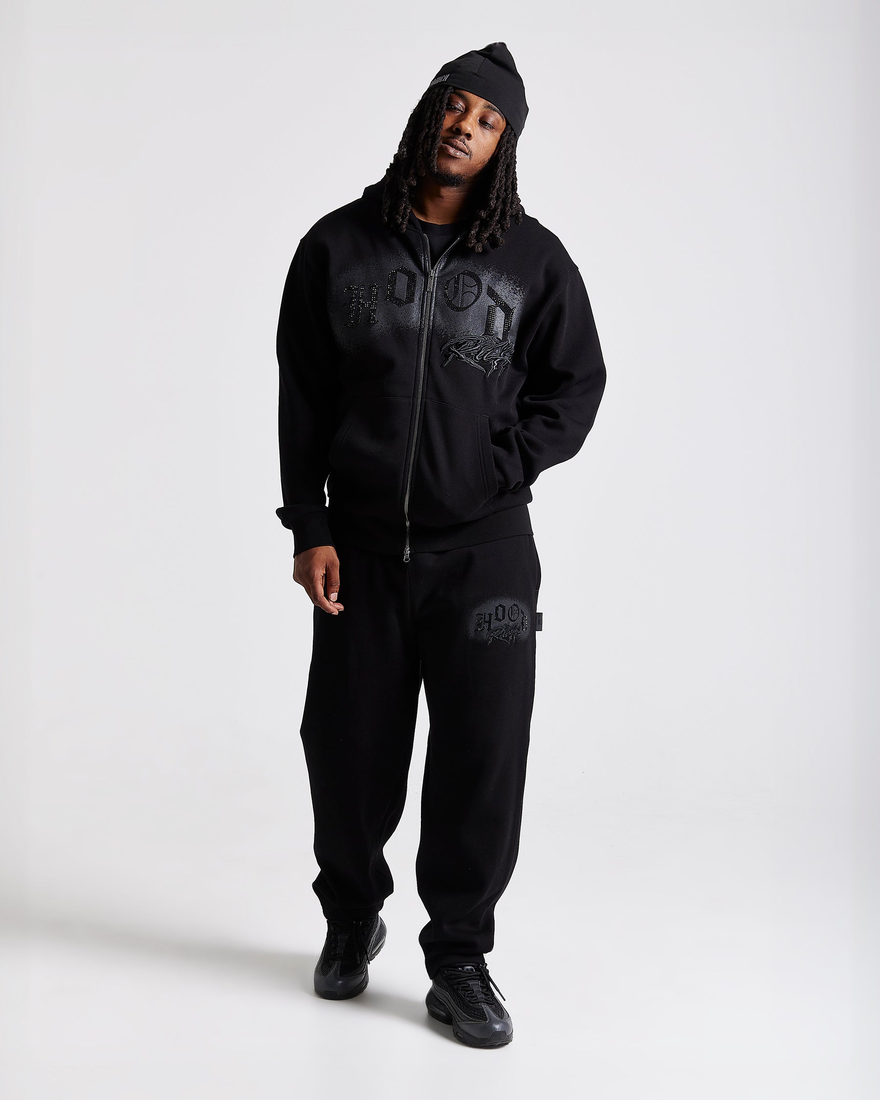 Iron Oversized Joggers - Black/Rhinestones