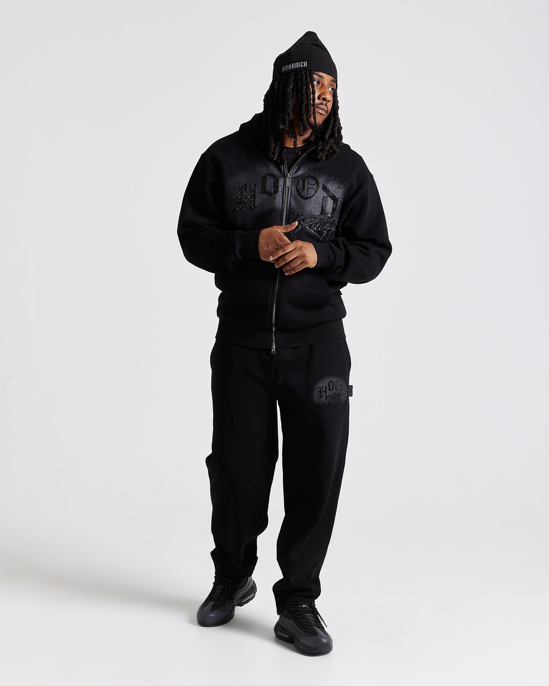 Iron Oversized Joggers - Black/Rhinestones