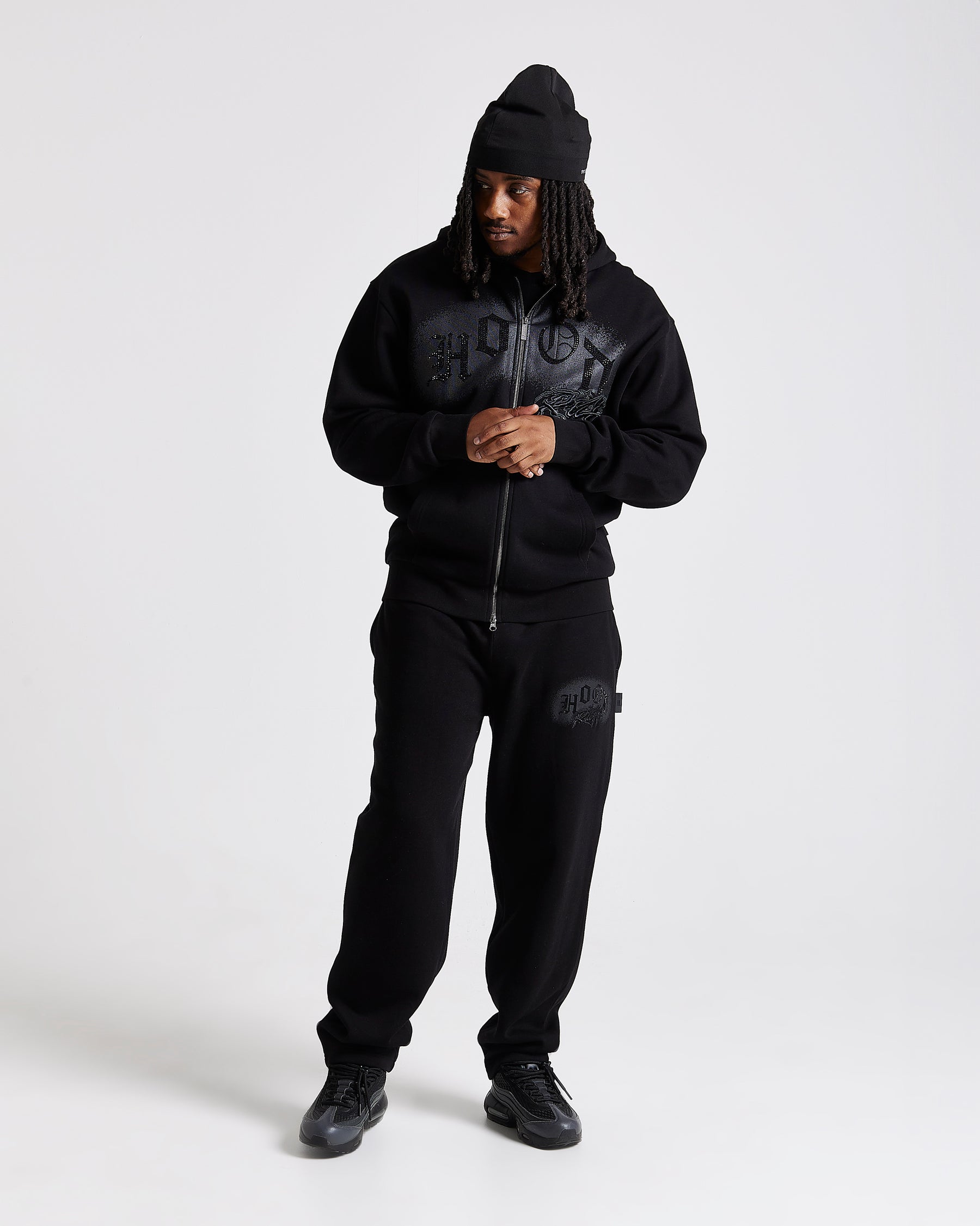 Iron Oversized Joggers - Black/Rhinestones