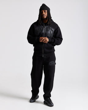 Iron Oversized Zip Hoodie - Black/Rhinestones