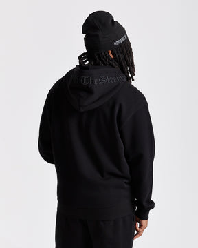 Iron Oversized Zip Hoodie - Black/Rhinestones