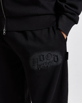 Iron Oversized Joggers - Black/Rhinestones