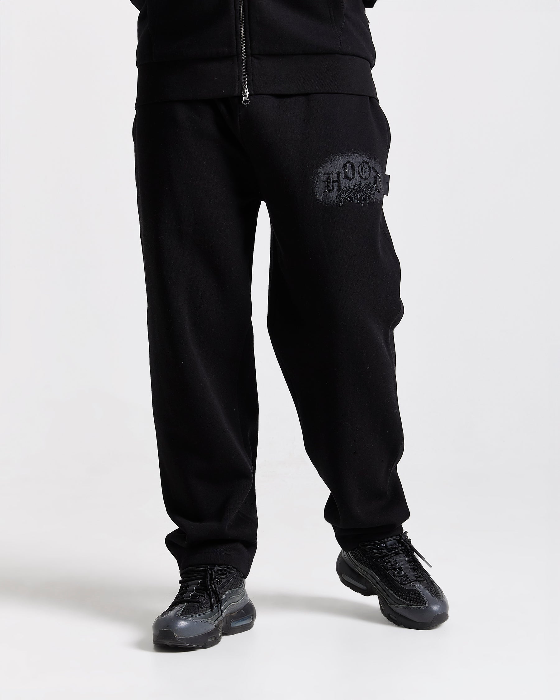Iron Oversized Joggers - Black/Rhinestones
