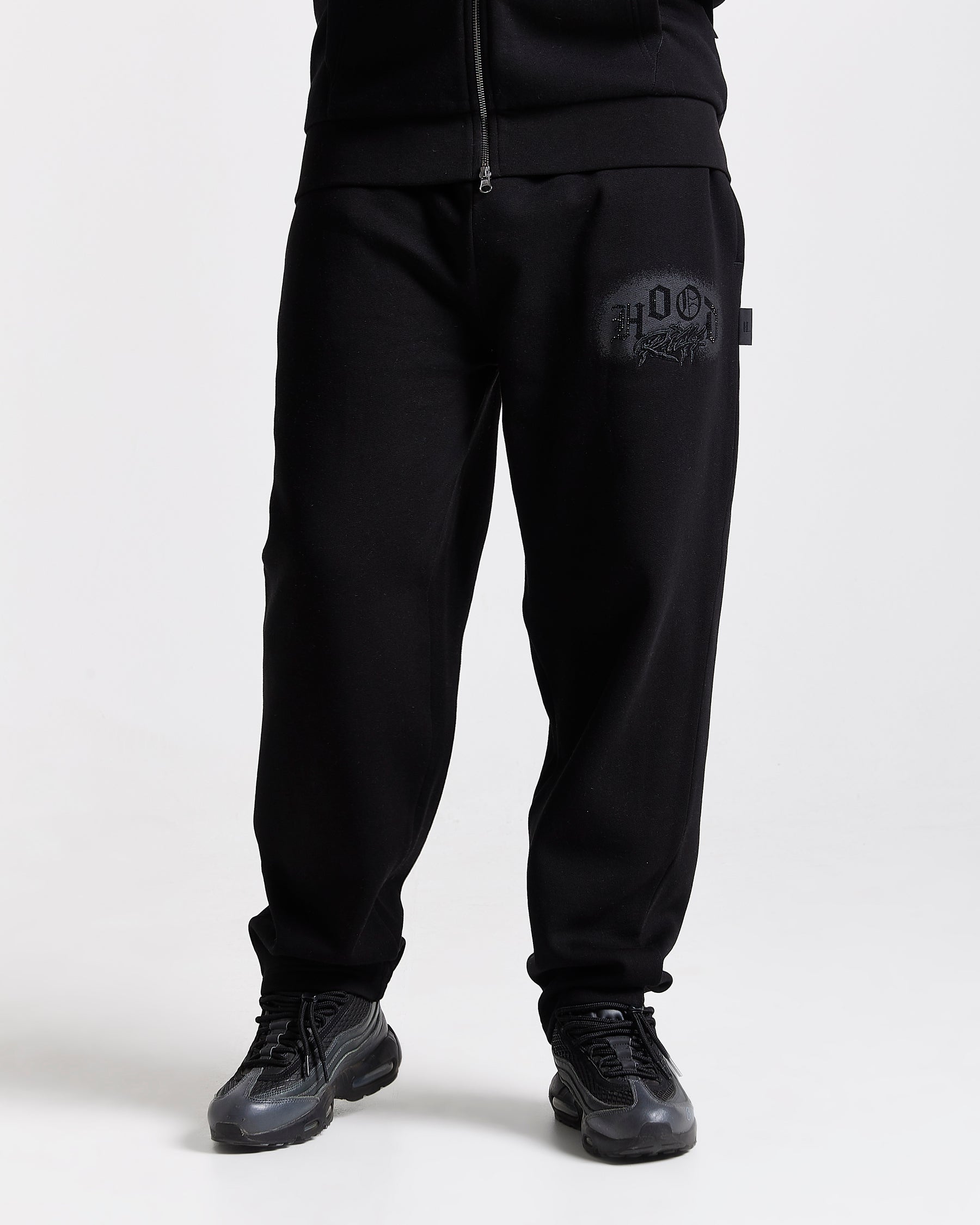 Iron Oversized Joggers - Black/Rhinestones