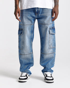 Force Script Denim Jeans - Blue