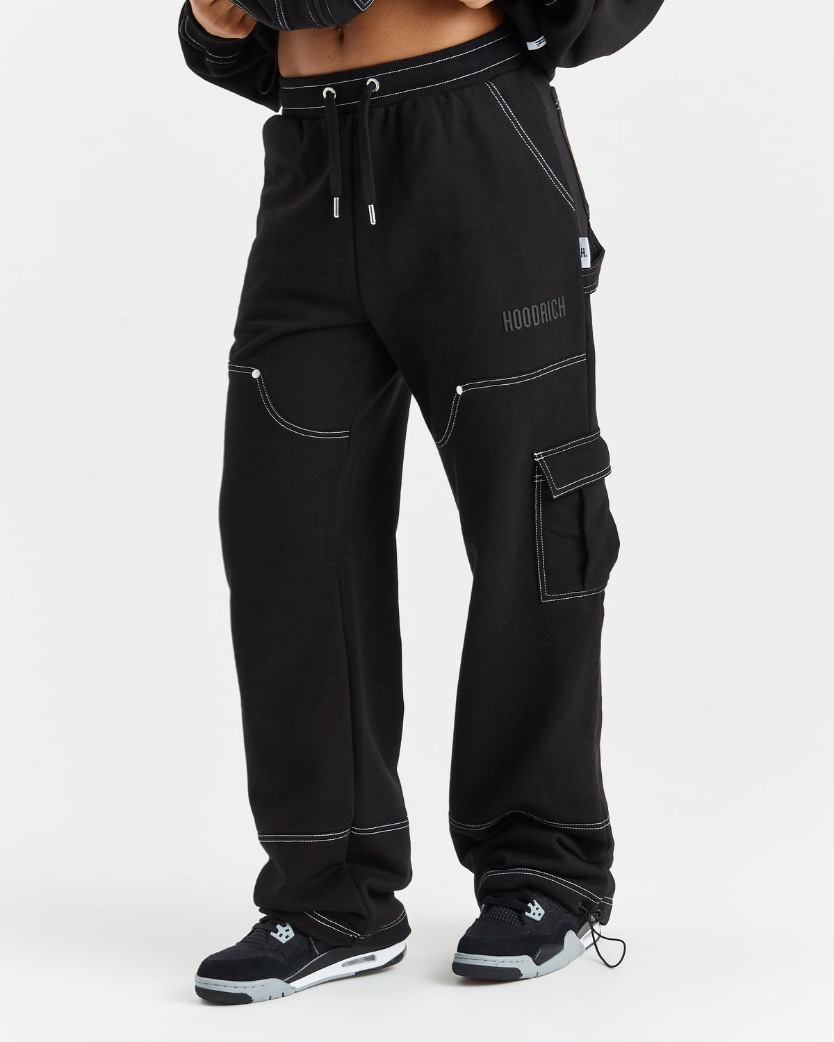 GetUSCart- Oalka Women's Joggers High Waist Yoga Pockets Sweatpants Sport  Workout Pants Drawstring Multi Camo Grey XL