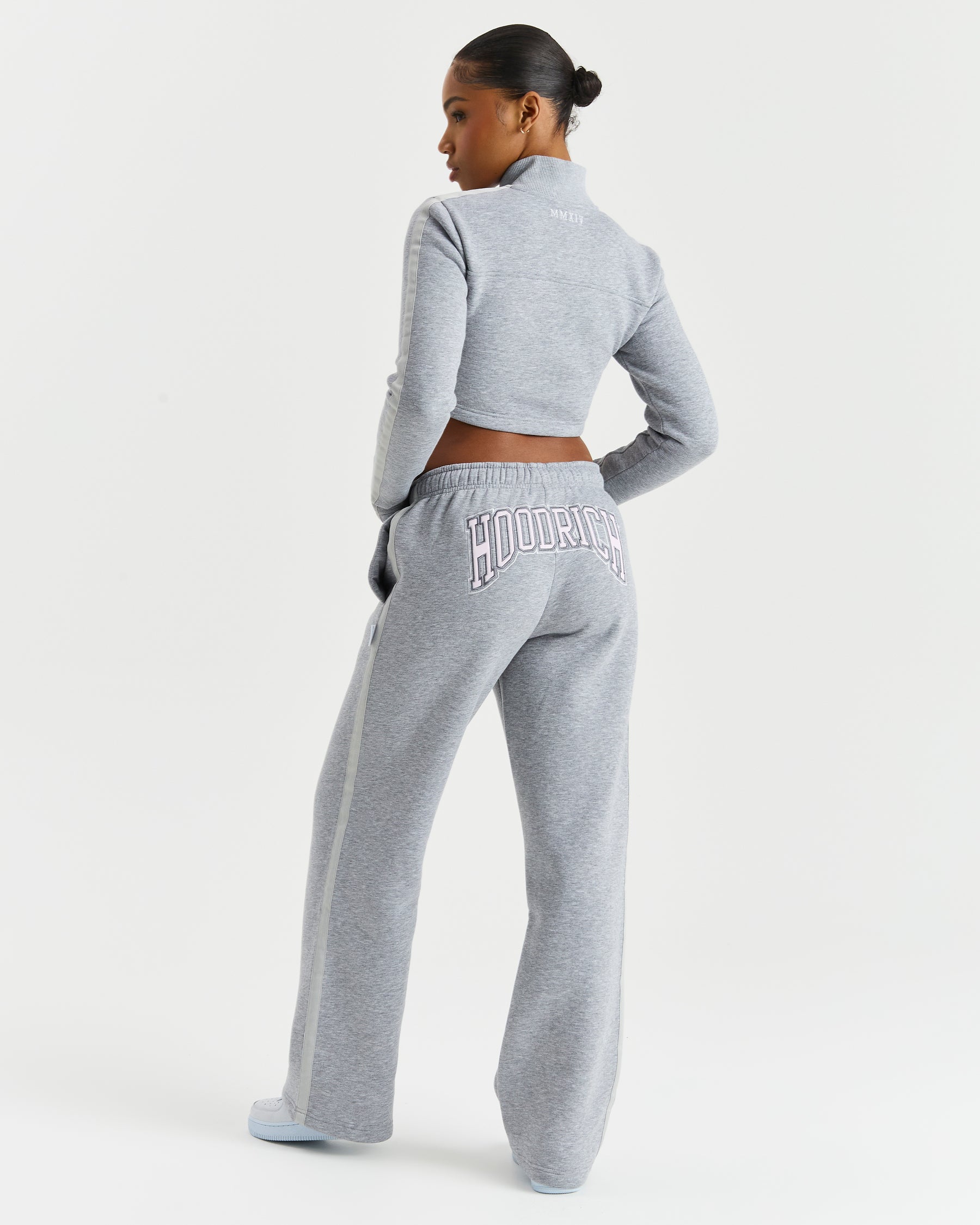 Prep Fitted Zip Through Track Top - Grey/Pink