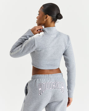 Prep Fitted Zip Through Track Top - Grey/Pink