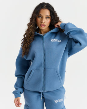 Luna Full Zip Hoodie - Blue/Cream