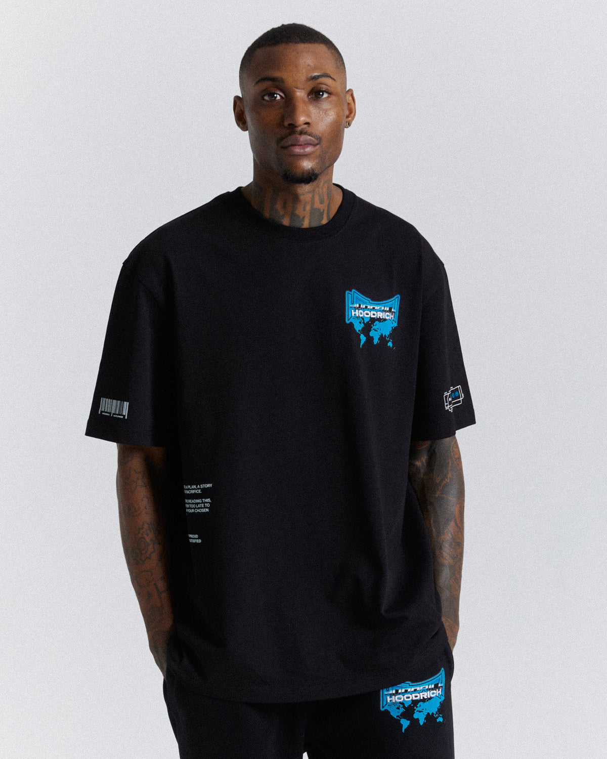 Oversized T-Shirt Worldwide - Μαύρο/Λευκό/Μπλε
