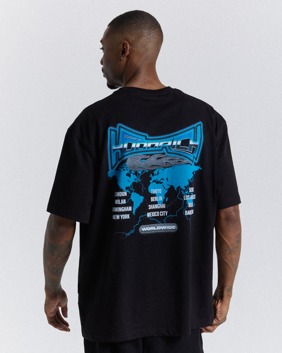 Oversized T-Shirt Worldwide - Μαύρο/Λευκό/Μπλε