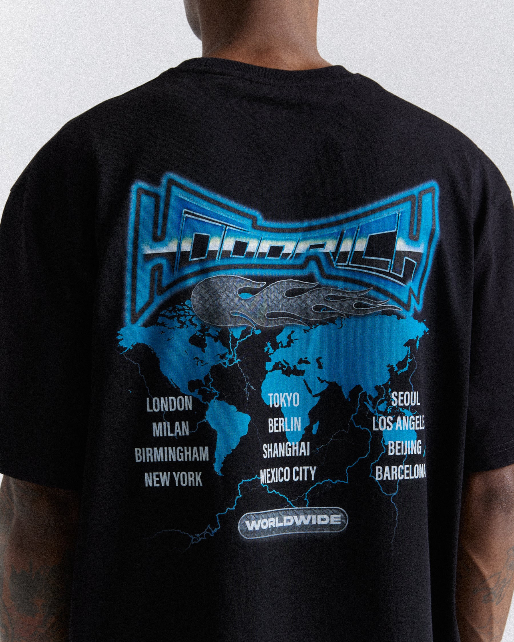 Worldwide Oversized T-Shirt  - Black/White/Blue