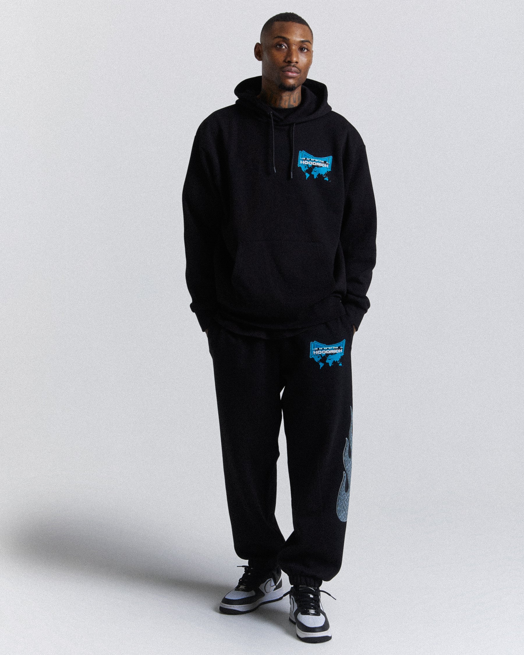 Worldwide Oversized Hoodie - Black/White/Blue