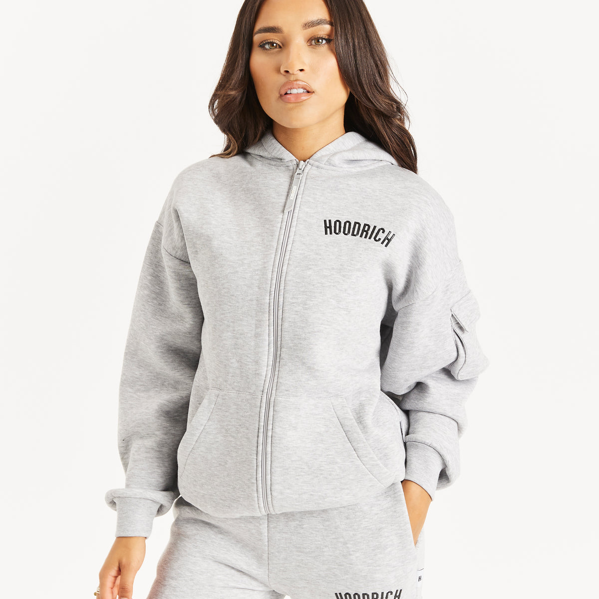 OG Luna Full Zip Hoodie | Grey/Black | Hoodrich Women's