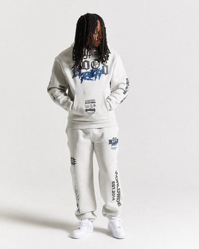 Vertigo Oversized Joggers - Off White/Black/Blue