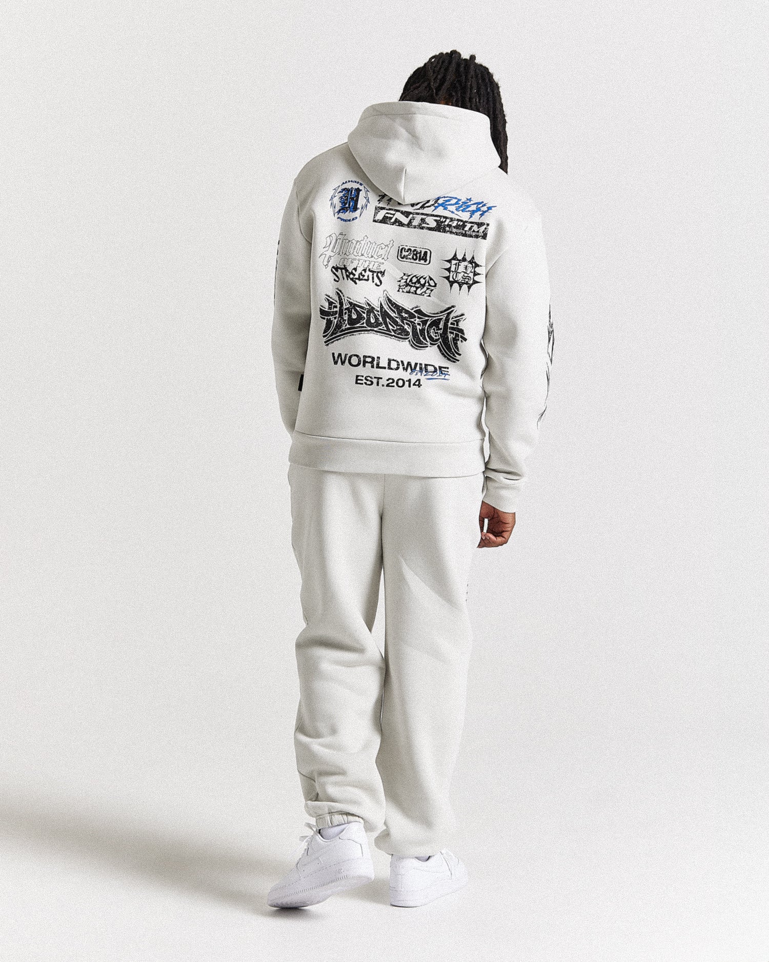 Vertigo Oversized Joggers - Off White/Black/Blue