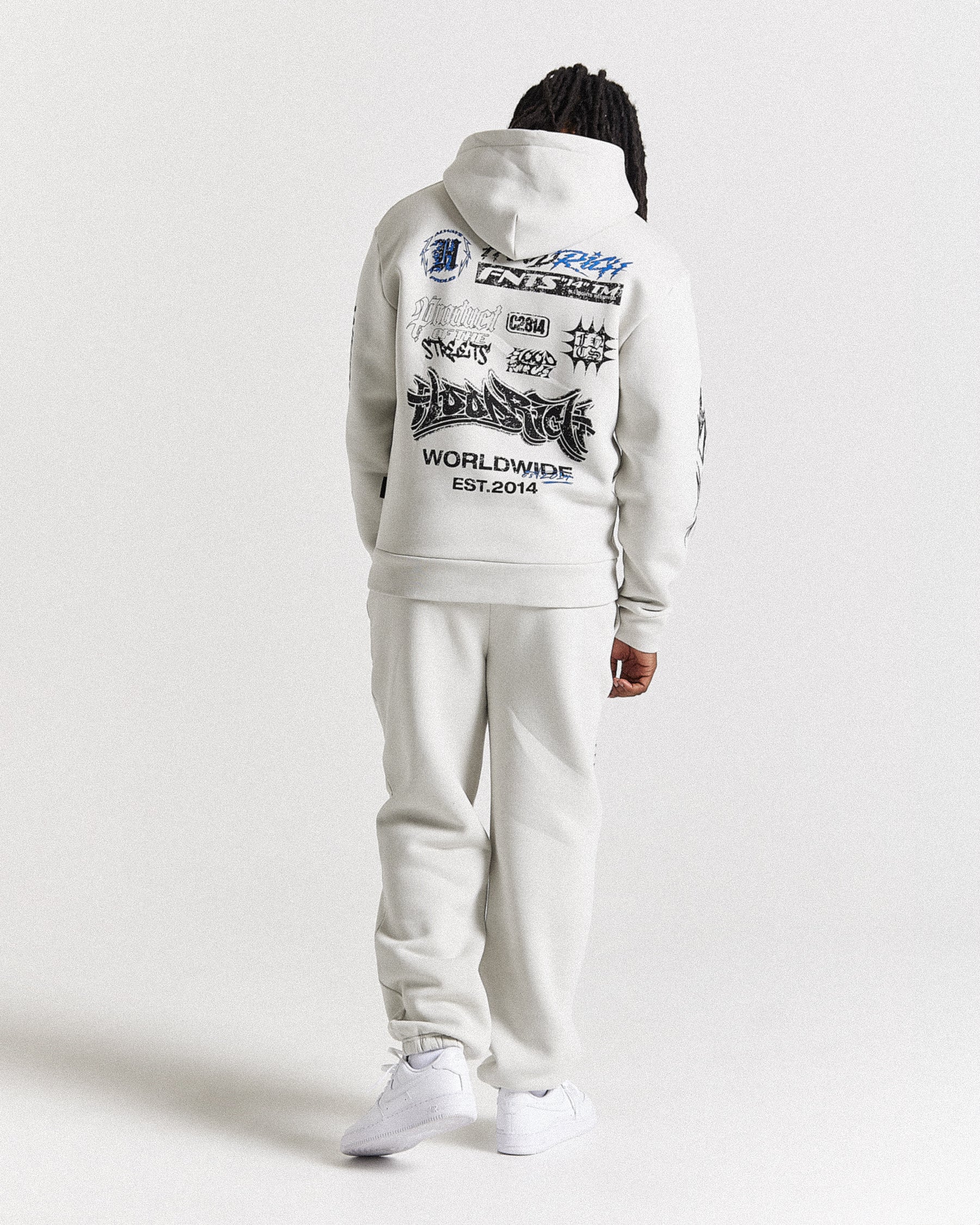 Vertigo Oversized Joggers - Off White/Black/Blue