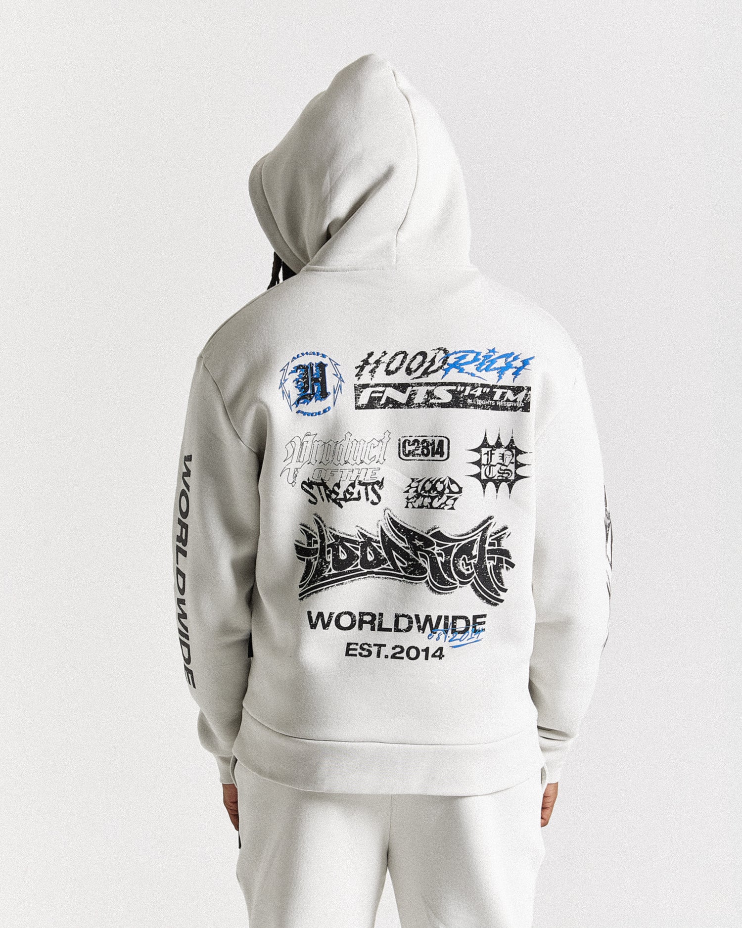 Vertigo Oversized Hoodie - Off White/Black/Blue