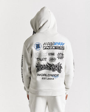 Vertigo Oversized Hoodie - Off White/Black/Blue