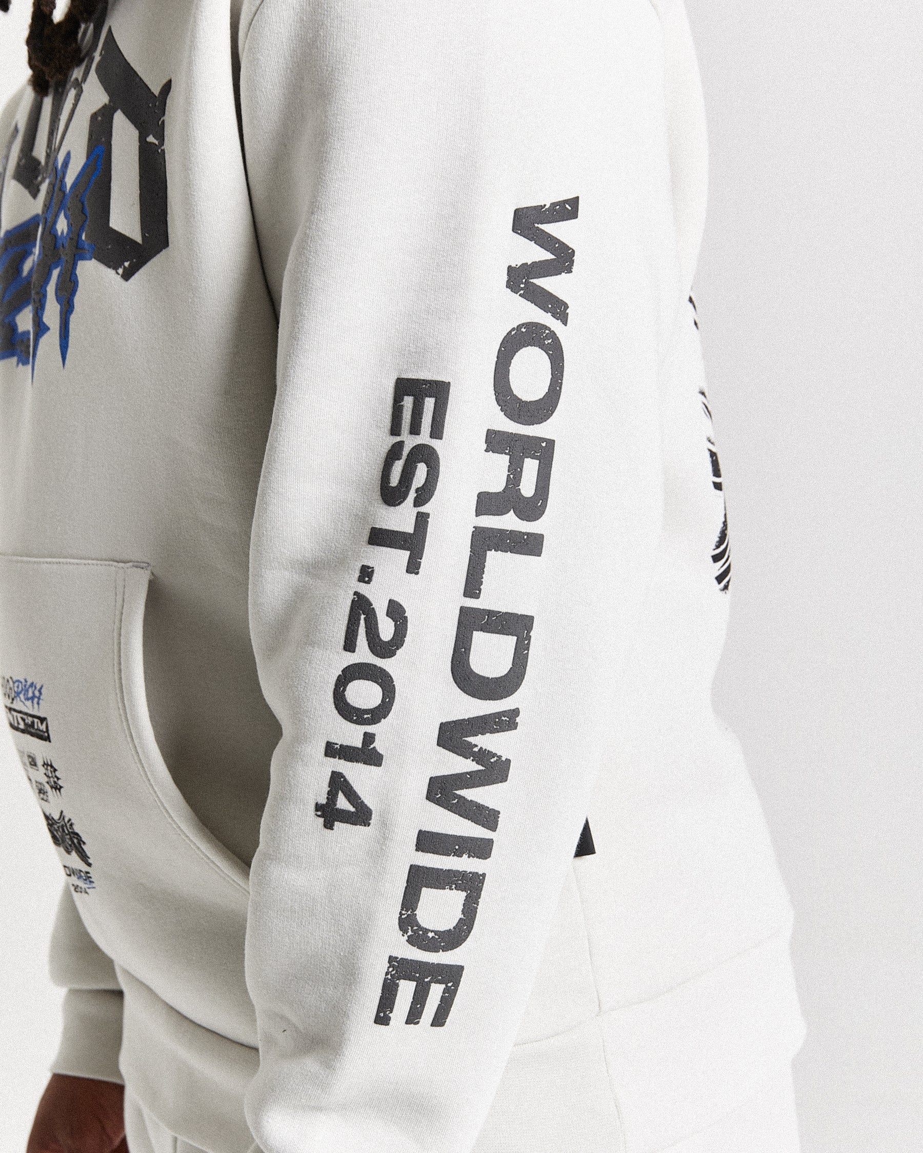 Vertigo Oversized Hoodie - Off White/Black/Blue