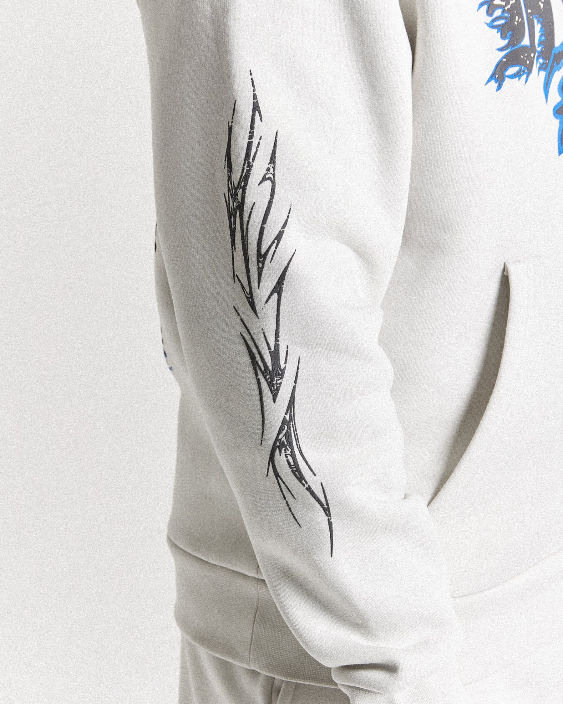 Vertigo Oversized Hoodie - Off White/Black/Blue