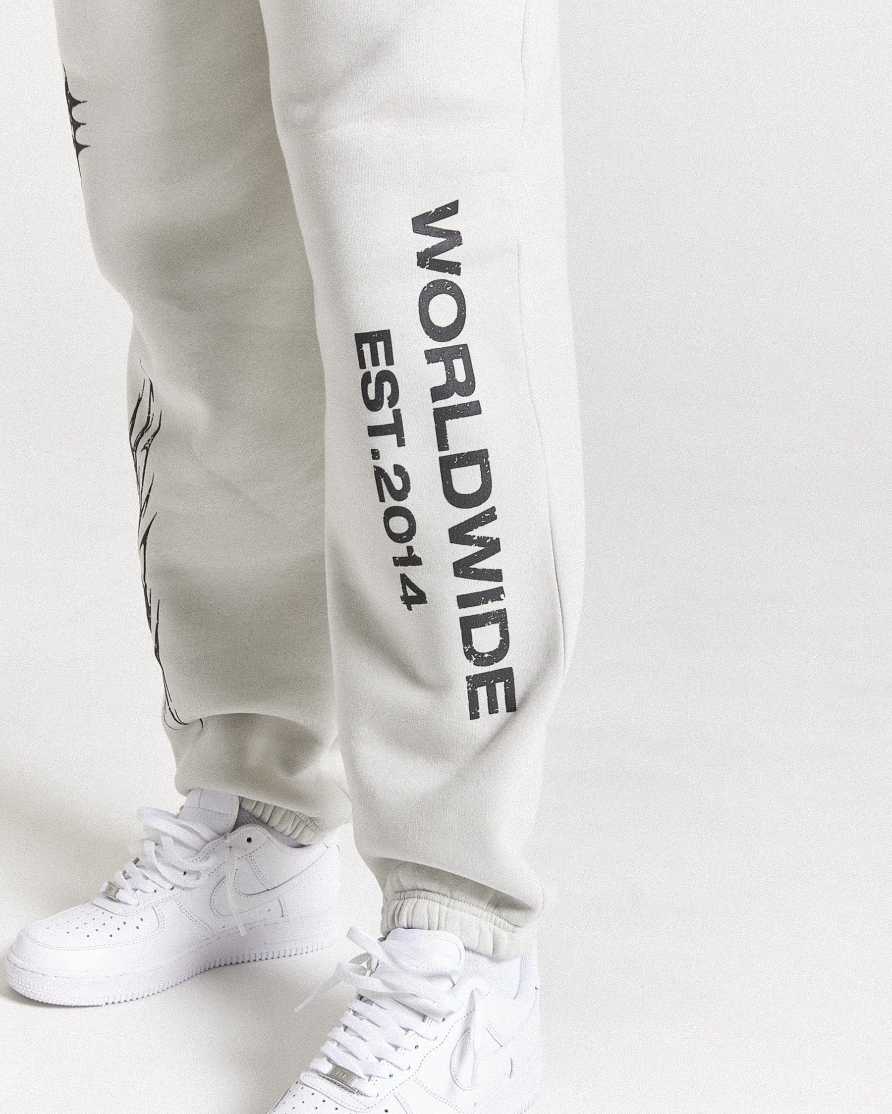 Vertigo Oversized Joggers - Off White/Black/Blue