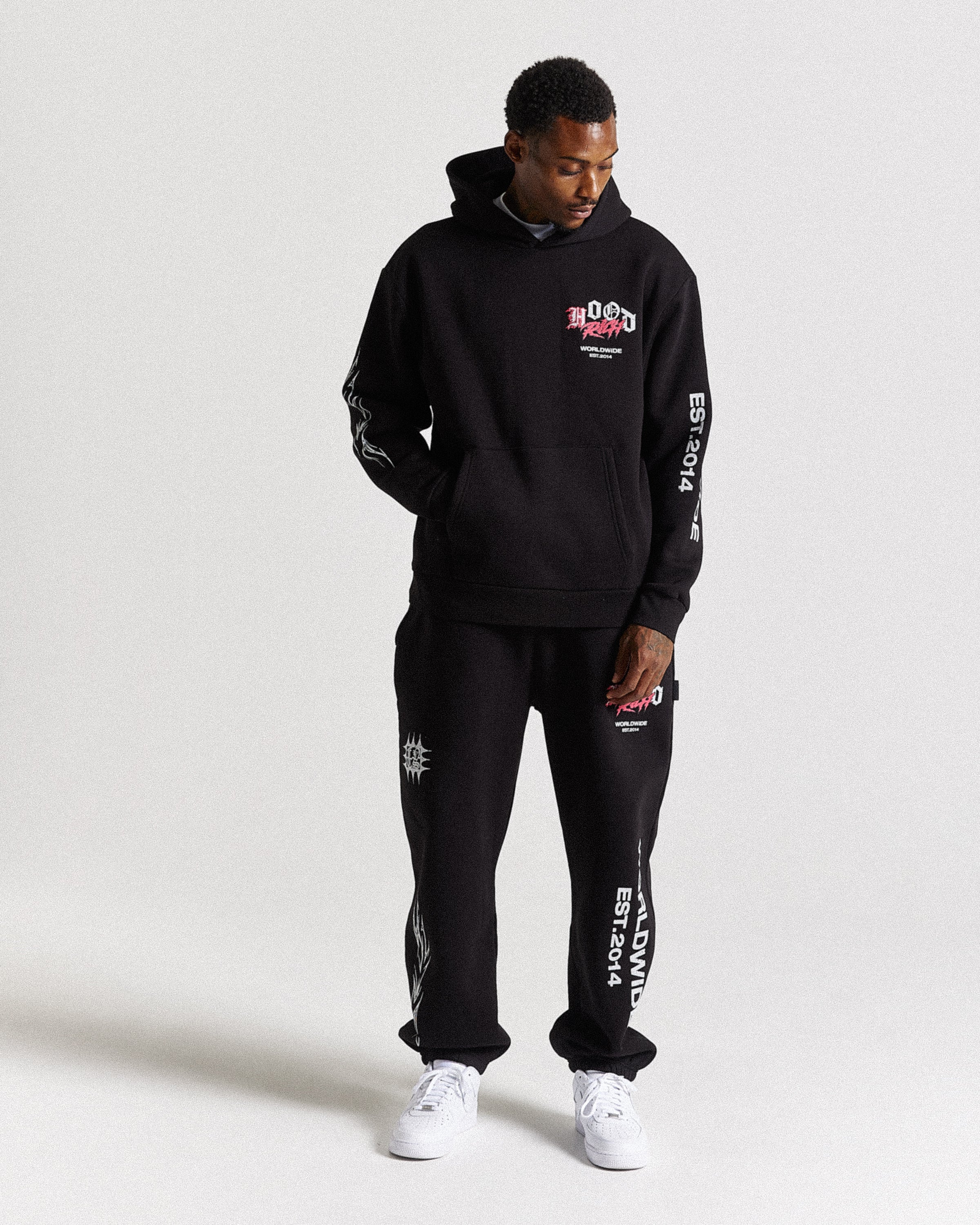 Vertigo Oversized Hoodie - Black/Grey/Pink