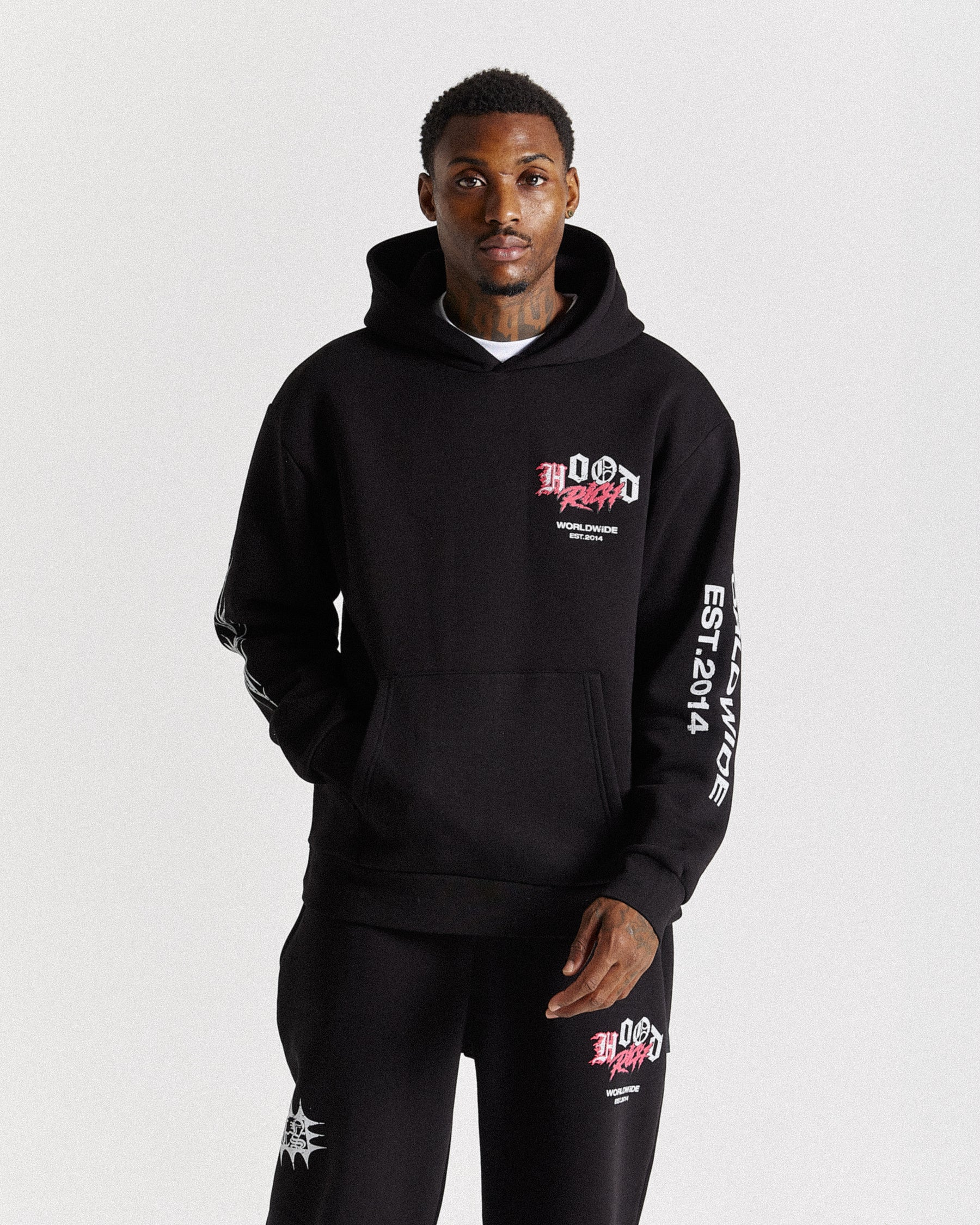 Vertigo Oversized Hoodie - Black/Grey/Pink