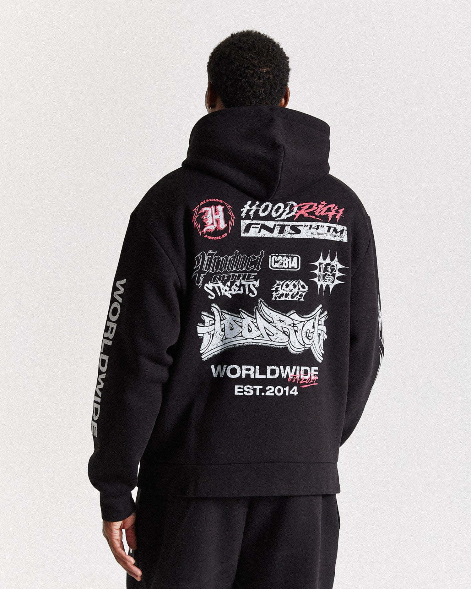 Vertigo Oversized Hoodie - Black/Grey/Pink