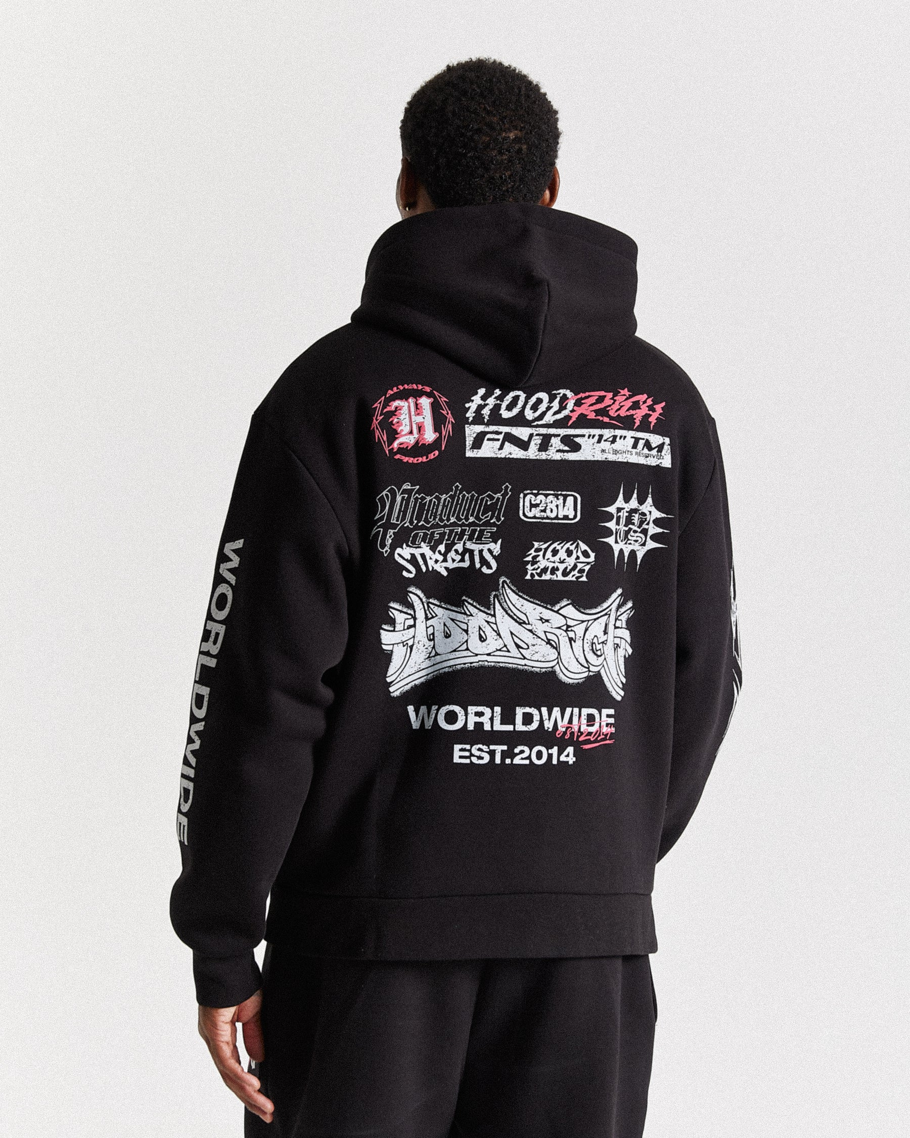 Vertigo Oversized Hoodie - Black/Grey/Pink