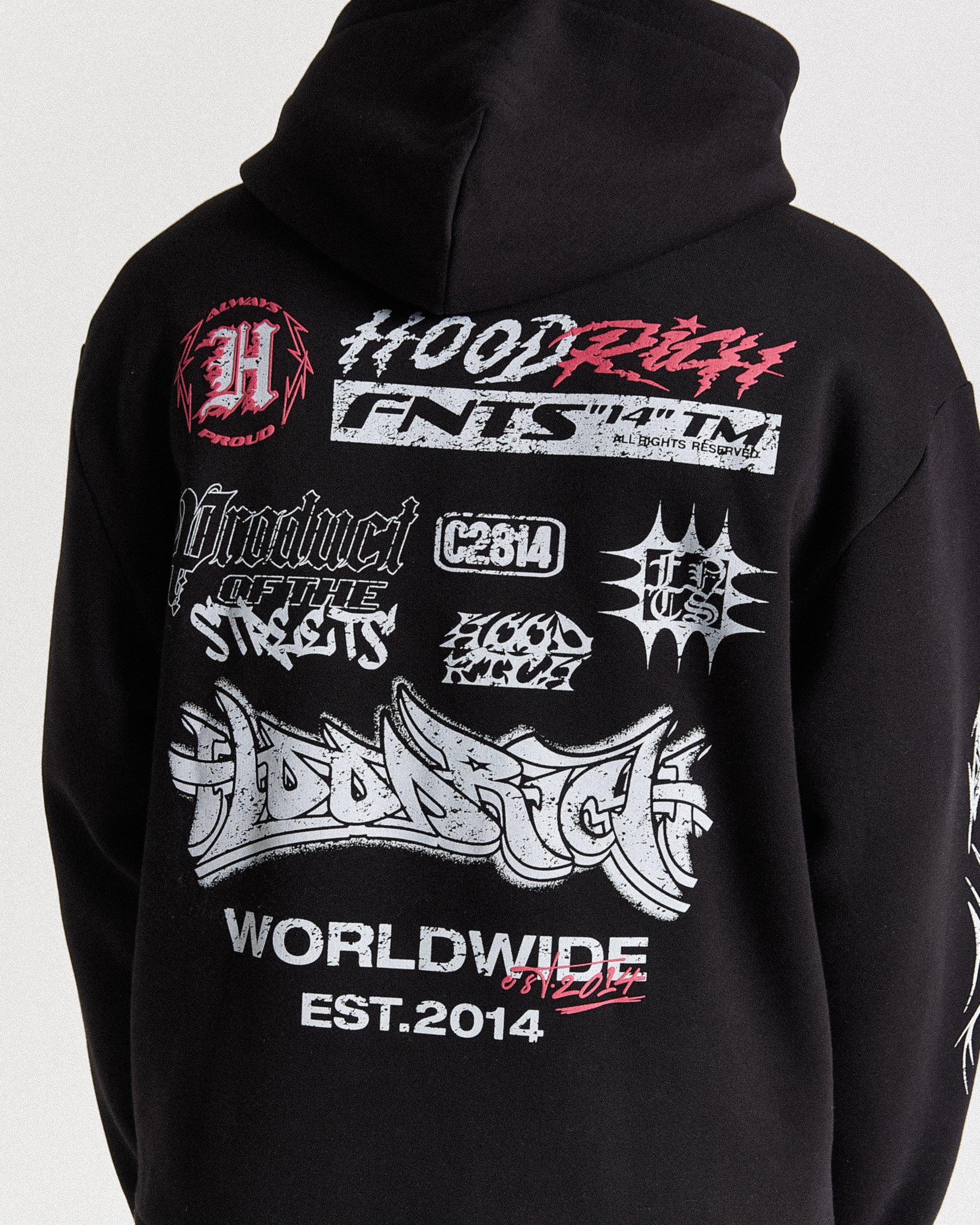 Vertigo Oversized Hoodie - Black/Grey/Pink